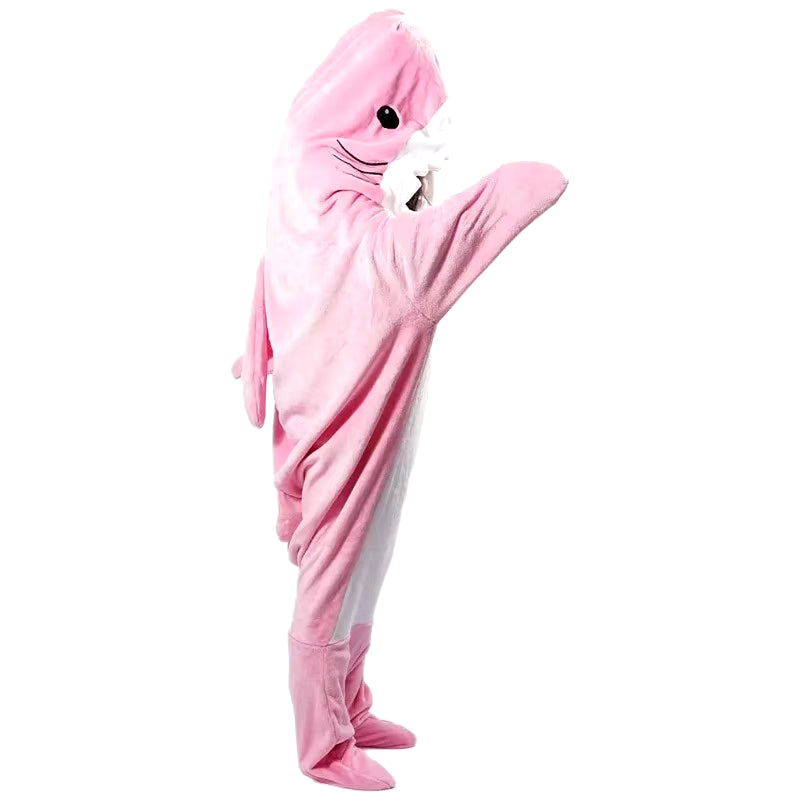 Shark Blanket Adult Cartoon Sleeping Bag Pajama Hooded Warm Flannel Funny Homewear Shark Onesie Sleeping Bag Winter Warm Blanket