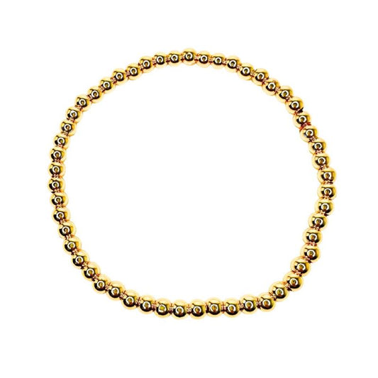 18K Gold Filled Ball Bracelet Stretch, Waterproof, 4Mm/6Mm/8Mm Beads, Customizable Size